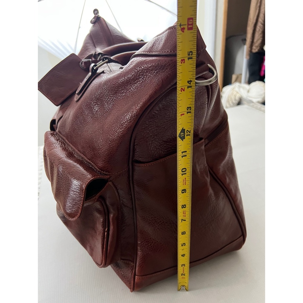 Wilsons Leather Pelle Studio Duffle Bag Large Brown Leather Travel - Picture 7 of 15